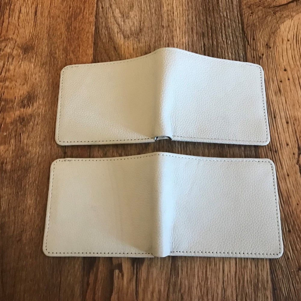 Lot 2 Men's White Wallet Supreme Genuine Leather - Picture 3 of 6